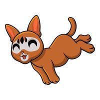 Cute abyssinian cat cartoon jumping vector