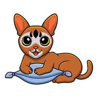 Cute abyssinian cat cartoon on the pillow vector