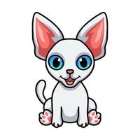 Cute devon rex cat cartoon sitting vector