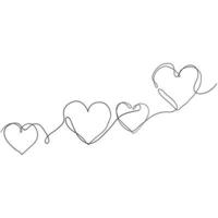 continuous line drawing love hearts illustration vector