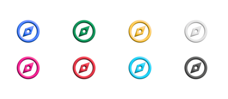 kompass ikon uppsättning, färgad symboler grafisk element png
