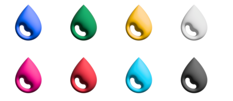 Tröpfchen-Icon-Set, farbige Symbole grafische Elemente png