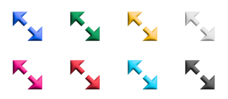 conjunto de iconos de entrada a pantalla completa, elementos gráficos de símbolos de colores png