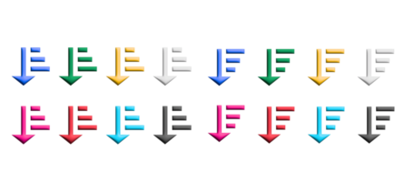 Sortieren Sie aufsteigend absteigend Icon-Set, farbige Symbole grafische Elemente png