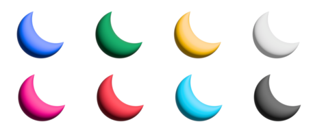 jeu d'icônes de lune, éléments graphiques de symboles colorés png