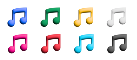 jeu d'icônes de note de musique, éléments graphiques de symboles colorés png