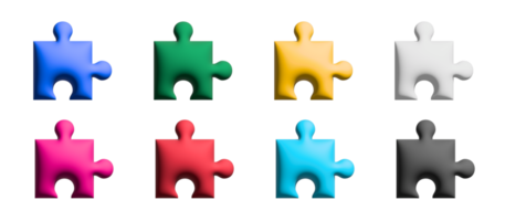 jeu d'icônes de pièce de puzzle, éléments graphiques de symboles colorés png