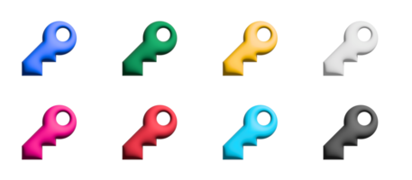 nyckel ikon uppsättning, färgad symboler grafisk element png