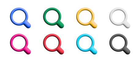 conjunto de iconos de lupa, elementos gráficos de símbolos de colores png