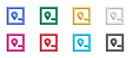 conjunto de iconos de mapa, elementos gráficos de símbolos de colores png