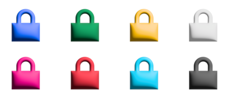 locked icon set, colored symbols graphic elements png