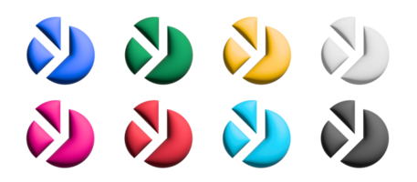 paj Diagram ikon uppsättning, färgad symboler grafisk element png