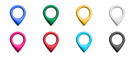 map marker icon set, colored symbols graphic elements png