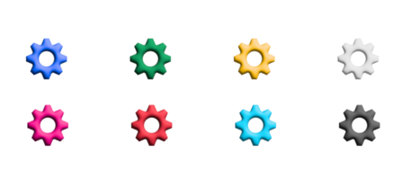 cog icon set, colored symbols graphic elements png