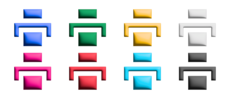 conjunto de iconos de impresión, elementos gráficos de símbolos de colores png