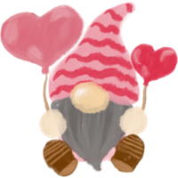 gnome avec ballons coeurs vacances saint valentin. png