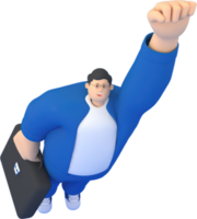 A man character flying . 3d rendering of business models. png