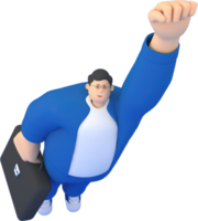 um personagem de homem voando. renderização 3D de modelos de negócios. png