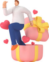 3d character in the festival of Valentine's Day. 3d rendering of graphic resourse. png