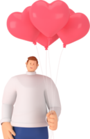 personnage 3d dans le festival de la saint-valentin. rendu 3d de la ressource graphique. png