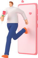 personnage 3d dans le festival de la saint-valentin. rendu 3d de la ressource graphique. png