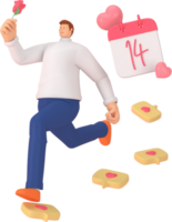 personnage 3d dans le festival de la saint-valentin. rendu 3d de la ressource graphique. png