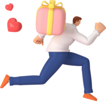 3d character in the festival of Valentine's Day. 3d rendering of graphic resourse. png