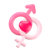 3d cute pink valentine's day icon gender png