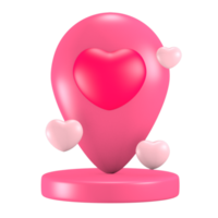 Ubicación del icono del día de san valentín rosa lindo 3d png