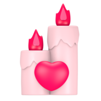 3d cute pink valentine's day icon candle love png