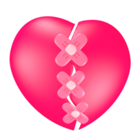 3d cute pink valentine's day icon broken heart bandge png