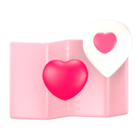 3d söt rosa hjärtans dag ikon Karta kärlek png