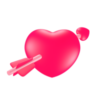 3d söt rosa hjärtans dag ikon kärlek och pil png