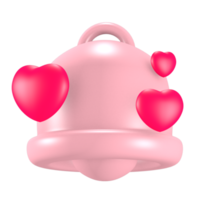 3d mignon rose saint valentin icône cloches amour png