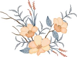 élégant arrangement de fleurs aquarelle vintage png