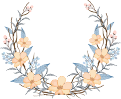 élégante couronne de fleurs aquarelle vintage png