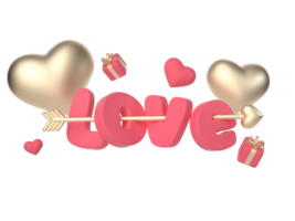 3d rendering of Valentine's Day cartoon elements png