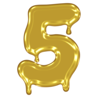 Gold Melted Effect Number. Five. png