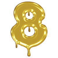 Gold Melted Effect Number. Eight png