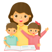 Mother Reading Book for Kids png