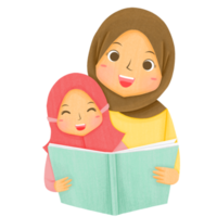 Mother Reading Book for Her Daughter png