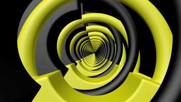 Abstract looping animation, the camera moves through a yellow-black tunnel that is constantly changing its shape. video