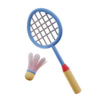 raqueta de bádminton y volante 3d png