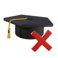 graduation cap with x symbol 3d png