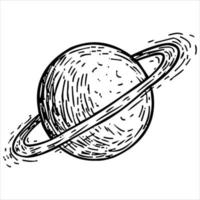 arte de línea de silueta de planeta. vector de planeta blanco y negro aislado sobre fondo blanco. planetas alienígenas vectoriales.saturno, urano, neptuno, júpiter, mercurio. sistema solar. astronomía