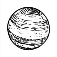 arte de línea de silueta de planeta. vector de planeta blanco y negro aislado sobre fondo blanco. planetas alienígenas vectoriales.saturno, urano, neptuno, júpiter, mercurio. sistema solar. astronomía