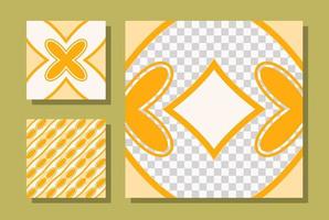 Card template. Set of social media banners. Vector illustration with photo college, pattern and yellow shapes.
