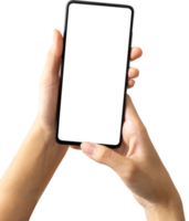 Hands holding black smart phone png