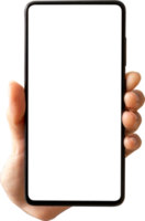 mãos segurando um telefone inteligente preto png