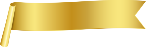 Gold ribbon banner tag label design, isolated background png